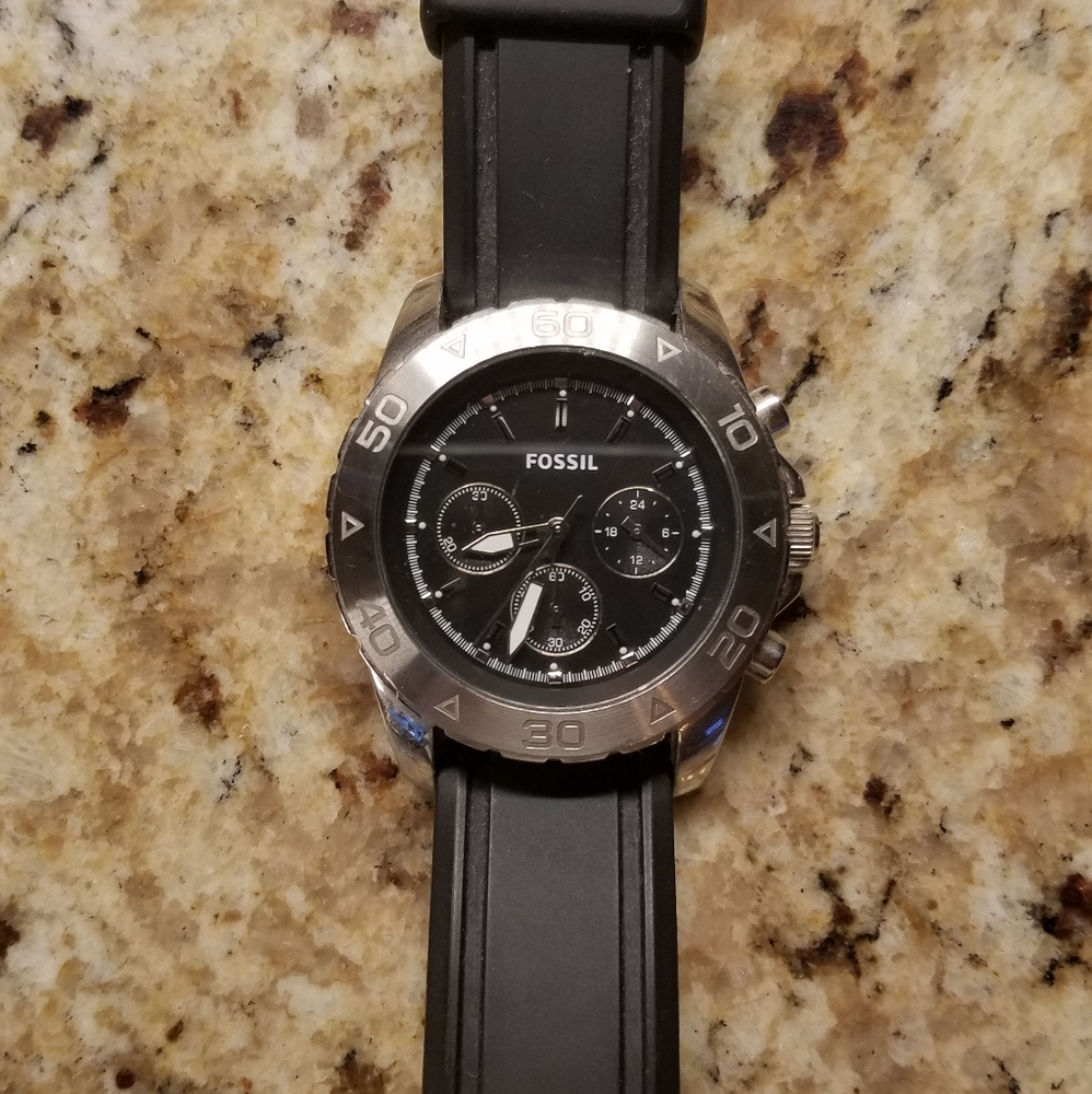 Black and Stainless Steel Fossil watch